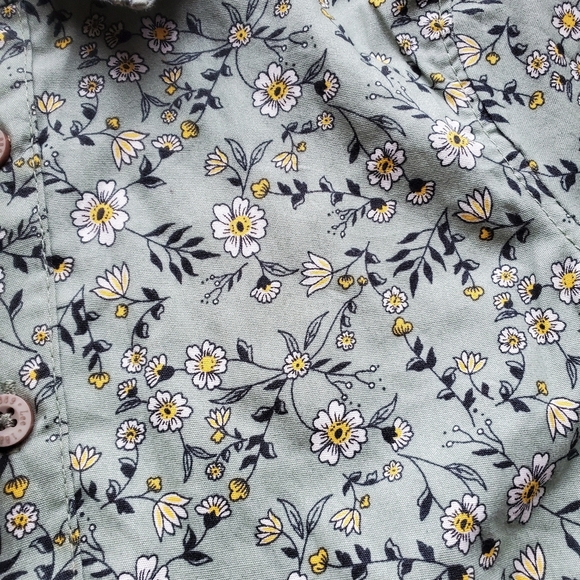 𝅺LEE khaki pants size 2T button down green floral print shirt 2pc set - Picture 5 of 6
